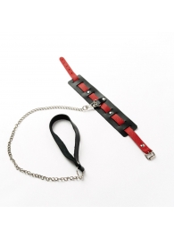 Черный ошейник с красным ремешком и поводком - Crazy Handmade - купить с доставкой в Твери