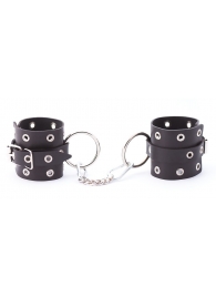 Черные кожаные наручники с люверсами - Crazy Handmade - купить с доставкой в Твери