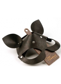 Черная кожаная маска  Кошка  с маленькими ушками - Crazy Handmade - купить с доставкой в Твери