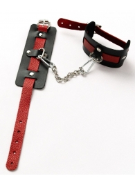 Черные оковы с красным декором и заклепками - Crazy Handmade - купить с доставкой в Твери