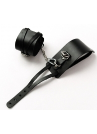 Черные кожаные оковы с креплением в виде веревочек - Crazy Handmade - купить с доставкой в Твери