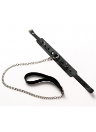 Черный ошейник с шипами и поводком - Crazy Handmade - купить с доставкой в Твери