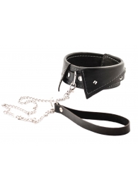 Черный ошейник-воротничок с металлическим поводком - Crazy Handmade - купить с доставкой в Твери