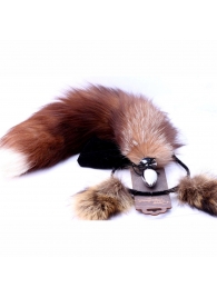 Игровой комплект: серебристая анальная пробка с пушистым хвостом и ободок-ушки - Crazy Handmade - купить с доставкой в Твери