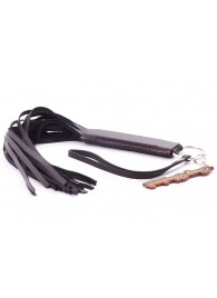 Черная кожаная плеть с удобной ручкой - 50 см. - Crazy Handmade - купить с доставкой в Твери