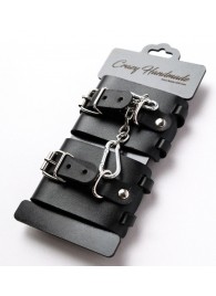 Черные кожаные наручники с ремешками - Crazy Handmade - купить с доставкой в Твери