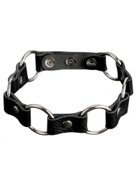 Кожаный черный ошейник с кольцами - Sitabella - купить с доставкой в Твери