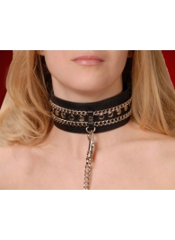 Чёрный ошейник с цепочками и поводком - Sitabella - купить с доставкой в Твери