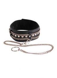 Чёрный ошейник с цепочками и поводком - Sitabella - купить с доставкой в Твери