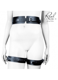 Черный кожаный пояс с гартерами - L-XL - Notabu - купить с доставкой в Твери