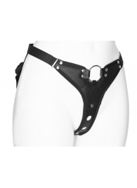 Черный женский пояс с вагинальной пробкой - LOVETOY (А-Полимер) - купить с доставкой в Твери