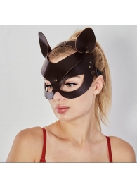 Коричневая кожаная маска  Кошечка - Sitabella - купить с доставкой в Твери