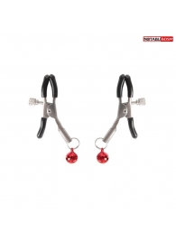 Серебристые зажимы на соски с шариками - Notabu - купить с доставкой в Твери