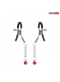 Серебристые зажимы на соски с шариками на цепочках - Notabu - купить с доставкой в Твери