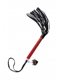 Черно-красная кожаная плеть - 50 см. - Pecado - купить с доставкой в Твери