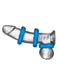 Комплект из трех голубых эрекционных колец 3-Pack Ribbed Rider Cock Ring Set - BlueLine - в Твери купить с доставкой