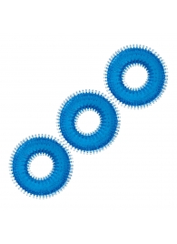 Комплект из трех голубых колец для эрекции 3-Pack Ultra-Stim Stretch Cock Rings - BlueLine - в Твери купить с доставкой