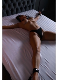 Черный кожаный набор фиксации на кровати Sex Game - БДСМ Арсенал - купить с доставкой в Твери