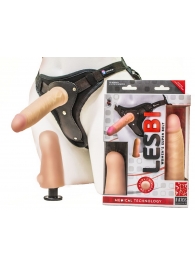 Телесный страпон Harness LESBI с вагинальной пробкой - 16,5 см. - LOVETOY (А-Полимер) - купить с доставкой в Твери