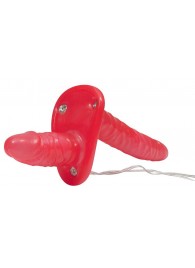 Красный женский страпон с вагинальной пробкой Bad Kitty - 18 см. - Orion - купить с доставкой в Твери