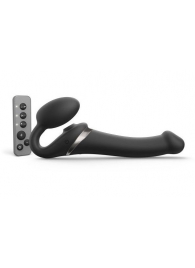 Черный безремневой страпон Multi Orgasm Size M с клиторальной стимуляцией - Strap-on-me - купить с доставкой в Твери