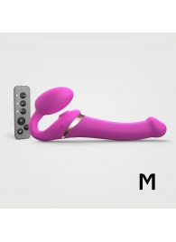 Ярко-розовый безремневой страпон Multi Orgasm Size M с клиторальной стимуляцией - Strap-on-me - купить с доставкой в Твери