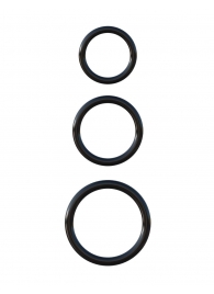 Набор из трех черных эрекционных колец Silicone 3-Ring Stamina Set - Pipedream - в Твери купить с доставкой