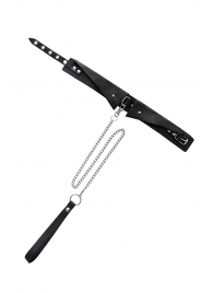 Черный кожаный ошейник-воротник с поводком - Pecado - купить с доставкой в Твери