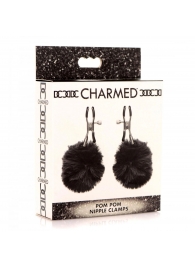 Зажимы для сосков с черным помпонами Pom Pom Nipple Clamps - XR Brands - купить с доставкой в Твери
