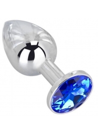 Анальное украшение BUTT PLUG  Small с синим кристаллом - 7 см. - Anal Jewelry Plug - купить с доставкой в Твери