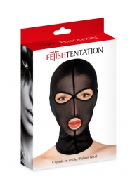 Черная сетчатая маска на голову с отверстиями для глаз и рта - Fetish Tentation - купить с доставкой в Твери