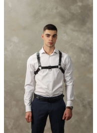 Черная мужская кожаная портупея №4 - БДСМ Арсенал - купить с доставкой в Твери