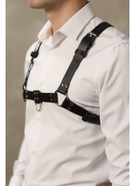 Черная мужская кожаная портупея №4 - БДСМ Арсенал - купить с доставкой в Твери