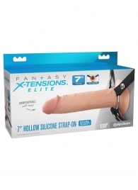 Телесный полый страпон на черных ремнях Hollow Silicone Strap-on - 17,8 см. - Pipedream - купить с доставкой в Твери