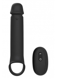 Черная насадка-удлинитель с вибрацией Vibrating Extender With Remote - Dream Toys - в Твери купить с доставкой