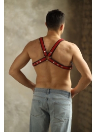 Черно-красная мужская портупея Black-Red - БДСМ Арсенал - купить с доставкой в Твери