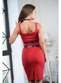 Черно-серебристая портупея-юбка plus size с цепочками - БДСМ Арсенал - купить с доставкой в Твери