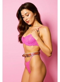 Эффектный розовый пояс из голографической эко-кожи - БДСМ Арсенал - купить с доставкой в Твери