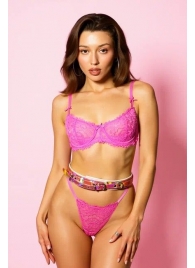 Эффектный розовый пояс из голографической эко-кожи - БДСМ Арсенал - купить с доставкой в Твери