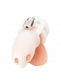 Белая клетка для пениса Silicone Small 2 in Cock Cage With Ball Divider - BlueLine - купить с доставкой в Твери