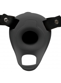 Черный полый страпон с вибрацией 2’’ Erection 28X Smooth Vibrating Silicone Penis Sheath - XR Brands - купить с доставкой в Твери