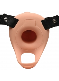 Телесный полый страпон 2  Erection 28X Smooth Vibrating Silicone Penis Sheath - 16 см. - XR Brands - купить с доставкой в Твери