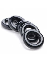 Комплект из 5 черных эрекционных колец для мошонки Ring Master Custom Ball Stretcher Kit - XR Brands - в Твери купить с доставкой