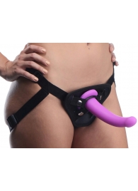 Лиловый поясной страпон Navigator Silicone G-Spot Dildo with Harness - 17,8 см. - XR Brands - купить с доставкой в Твери