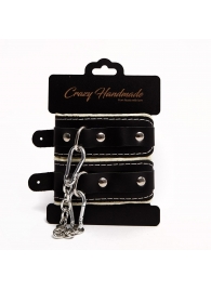 Черные скругленные наручники с мягкой бежевой подкладкой - Crazy Handmade - купить с доставкой в Твери