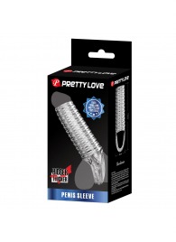 Прозрачная насадка на пенис с ребрышками и подхватом мошонки - Baile - в Твери купить с доставкой