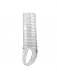 Прозрачная насадка на пенис с ребрышками и подхватом мошонки - Baile - в Твери купить с доставкой