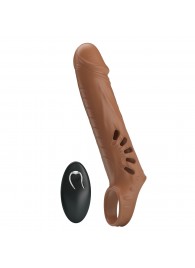 Коричневая вибронасадка с подхватом мошонки и пультом ДУ - Baile - в Твери купить с доставкой