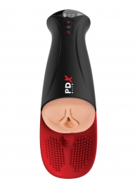 Телесный мастурбатор-вагина в черной колбе с вибрацией Fuck-O-Matic Pro XL - Pipedream - в Твери купить с доставкой