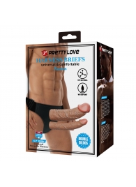 Темно-бежевый фаллопротез для двойного проникновения - 17,5 см. - Baile - купить с доставкой в Твери